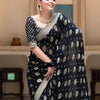 Beautiful Black Soft Banarasi Silk Saree With Desiring Blouse Piece