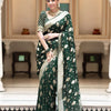 Exceptional Dark Green Soft Banarasi Silk Saree With Exceptional Blouse Piece