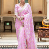 Exceptional Pink Soft Banarasi Silk Saree With Twirling Blouse Piece