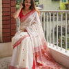 Desiring Off White Cotton Silk Saree With Capricious Blouse Piece