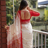 Desiring Off White Cotton Silk Saree With Capricious Blouse Piece