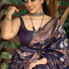 Engrossing Navy Blue Soft Silk Saree With Delightful Blouse Piece