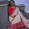 Elegant Off White Cotton Silk Saree With Demanding Blouse Piece