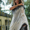 Flaunt Off White Cotton Silk Saree With Blooming Blouse Piece