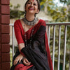 Marvellous Black Cotton Silk Saree With Demanding Blouse Piece