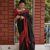 Marvellous Black Cotton Silk Saree With Demanding Blouse Piece