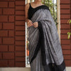 Attractive Grey Cotton Silk Saree With Intricate Blouse Piece