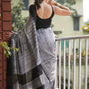 Attractive Grey Cotton Silk Saree With Intricate Blouse Piece