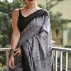 Attractive Grey Cotton Silk Saree With Intricate Blouse Piece