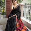 Fairytale Black Cotton Silk Saree With Mesmeric Blouse Piece