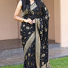 Trendy Black Soft Banarasi Silk Saree With Extraordinary Blouse Piece