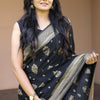 Trendy Black Soft Banarasi Silk Saree With Extraordinary Blouse Piece