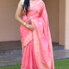 Supernal Pink Soft Silk Banarasi Saree With Alluring Blouse Piece