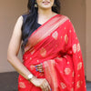Embellished Red Soft Silk Banarasi Saree With Panache Blouse Piece