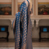 Invaluable Navy Blue Soft Silk Saree With Quixotic Blouse Piece