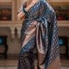 Invaluable Navy Blue Soft Silk Saree With Quixotic Blouse Piece