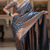 Invaluable Navy Blue Soft Silk Saree With Quixotic Blouse Piece