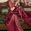 Flamboyant Wine Soft Silk Saree With Imaginative Blouse Piece