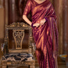 Flamboyant Wine Soft Silk Saree With Imaginative Blouse Piece