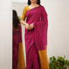 Bucolic Dark Pink Cotton Silk Saree With Ethnic Blouse Piece