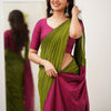 Moiety Green Cotton Silk Saree With Delectable Blouse Piece