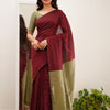Staring Maroon Cotton Silk Saree With Captivating Blouse Piece