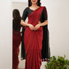 Staggering Red Cotton Silk Saree With Brood Blouse Piece
