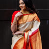 Scintilla Beige Soft Silk Saree With Exuberant Blouse Piece