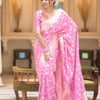 Glorious Baby Pink Soft Silk Saree With Opulent Blouse Piece
