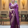Adorning Purple Soft Silk Saree With Deserving Blouse Piece