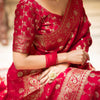 Desiring Red Soft Silk Saree With Engrossing Blouse Piece