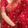 Desiring Red Soft Silk Saree With Engrossing Blouse Piece