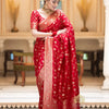 Desiring Red Soft Silk Saree With Engrossing Blouse Piece