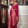 Gratifying Dark Pink Soft Silk Saree With Prominent Blouse Piece