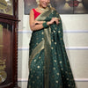 Pretty Dark Green Soft Silk Saree With Sensational Blouse Piece