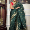 Pretty Dark Green Soft Silk Saree With Sensational Blouse Piece
