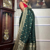 Pretty Dark Green Soft Silk Saree With Sensational Blouse Piece