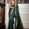 Pretty Dark Green Soft Silk Saree With Sensational Blouse Piece
