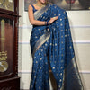 Inspiring Navy Blue Soft Silk Saree With Bewitching Blouse Piece