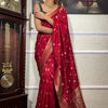 Cynosure Red Soft Silk Saree With Fugacious Blouse Piece