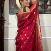 Cynosure Red Soft Silk Saree With Fugacious Blouse Piece