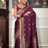 Murmurous Wine Soft Silk Saree With Seraglio Blouse Piece