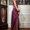 Murmurous Wine Soft Silk Saree With Seraglio Blouse Piece
