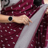 Lagniappe Wine Cotton Silk Saree With Desuetude Blouse Piece