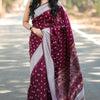 Lagniappe Wine Cotton Silk Saree With Desuetude Blouse Piece