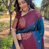 Vestigial Blue Soft Silk Saree With Demure Blouse Piece