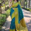 Jubilant Rama Soft Silk Saree With Nectarous Blouse Piece