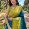 Jubilant Rama Soft Silk Saree With Nectarous Blouse Piece