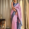 Glittering Baby Pink Soft Silk Saree With Allure Blouse Piece