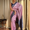 Glittering Baby Pink Soft Silk Saree With Allure Blouse Piece